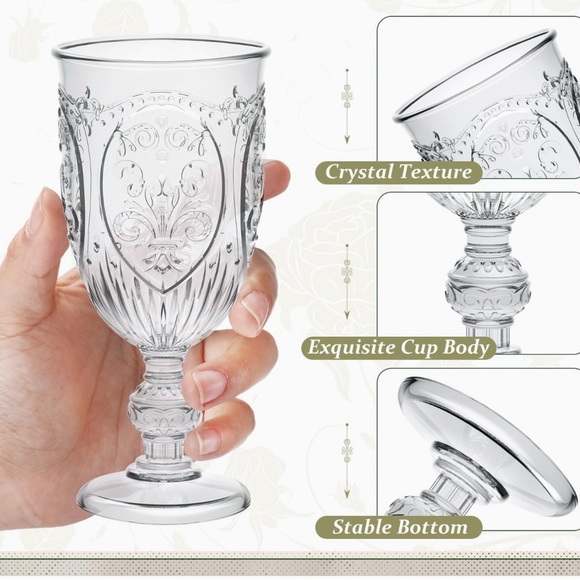 4 Pcs Plastic Goblets 7.5oz Vintage Goblet Plastic Wine Glasses Colored (Clear) - Picture 4 of 7